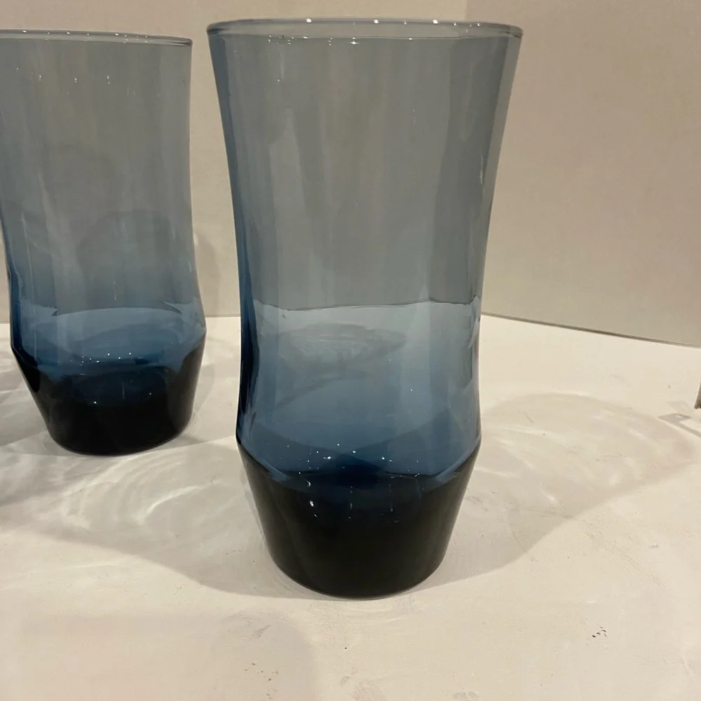 Set of 5 VTG Libbey Apollo Blue MCM Drinking Glasses